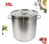 Casserole de 35 litres avec couvercle, idéale pour la restauration. Casserole en acier inoxydable, polyvalente, pour une utilisation en cuisine. Convient pour les plats mijotés