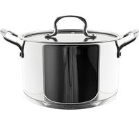 Casserole de haute qualité en acier inoxydable avec poignée en métal et couvercle en verre en argent 30 cm