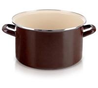 Casserole émaillée - Casserole pour soupes et bouillons - 30 cm - 10 litres - Émail céramique - Compatible avec les plaques de cuisson à gaz et à induction - Couleur : marron
