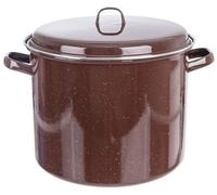 Casserole émaillée - Casserole pour soupes et bouillons - 32 cm - 20 litres - Compatible avec les plaques de cuisson à gaz et à induction - Émail céramique - Marron