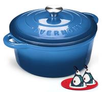 Casserole émaillée en fonte Overmont - Plat de cuisson de 24 cm, adapté au four - avec