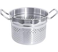 Casserole en acier inoxydable 18/10, avec poignées isolantes, fond de 3 mm et côtés perforés de 5 mm, capacité : 4,5 litres, diamètre intérieur : 20 cm, hauteur totale : 14,5 cm, couleur argent, non r