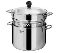 Casserole en acier inoxydable 18/10, capacité de 5 litres, avec couvercle et panier-tamis, diamètre 22 cm