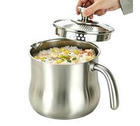 Casserole en Acier Inoxydable 2L, Marmite Universelle Nouilles Instantanées | Appareil de Cuisson Multifonction, Avec Bec Verseur et Couvercle en Verre, pour Faire Bouillir Lait Pâtes(silver)