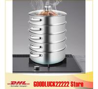 Casserole en acier inoxydable - Bain-marie/double chaudière - 26 cm - Acier inoxydable 304 alimentaire - Couvercle en verre - Cuisson douce