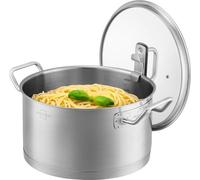 Casserole en acier inoxydable de 24 cm, compatible avec l'induction, 58 L, avec couvercle, pour toutes les cuisinières, passe au four