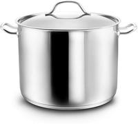 Casserole en acier inoxydable Ibenzoa® de 9 litres – compatible avec les plaques à induction, diamètre 24 cm, en acier inoxydable 18/8, fond sandwich encapsulé, couvercle avec valve de vapeur, résista