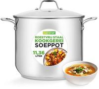 Casserole en acier inoxydable NutriChef 11,4 litres – Grande casserole pour plaques à induction, avec couvercle, résistante à la chaleur jusqu'à 260 °C, casseroles compatibles avec l'induction, casser