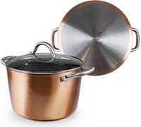 Casserole en cuivre Ibili-Natura avec couvercle, aluminium, 24 x 15 cm, marron