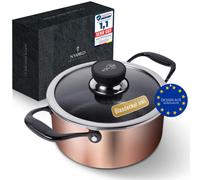 Casserole en cuivre NYORD - Antiadhésive, Résistante aux rayures, Structure en nid d'abeille, Lavable au lave-vaisselle, Casserole hybride, Revêtement céramique, PTFE & PFOA libre, 2,8 litres