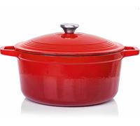 Casserole en fonte - Cocotte de cuisson - Cuisson lente - Chaleur uniforme - 6 litres - Rouge
