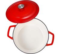Casserole en fonte émaillée, 5,7 L avec couvercle et deux poignées, ustensile de cuisine robuste et durable, compatible avec les fours à induction jusqu'à 260 °C, pour braiser, mijoter, rôtir, cuire d