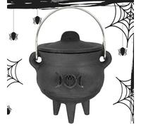 Casserole en fonte - Marmite noire, seau à bonbons sorcière, couvercle avec poignée robuste incluse, décoration d'Halloween magicien, couvercle et poignée fonctionnels, bol de service f