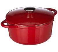 Casserole en fonte ronde avec couvercle, 21 cm, de couleur rouge
