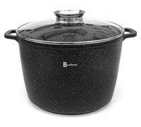 Casserole en marbre Brunbeste 32 cm – 15 L – Induction/Gaz – Avec couvercle en verre et bouton aromatique – Noir