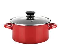 Casserole Induction 24 Cm Acier Émaillé, Antiadhésif Sans Pfoa, Couvercle Verre Rouge Fagor Optimax