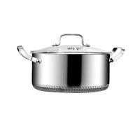 Casserole Inox Induction 24 Cm 5 L Avec Couvercle En Verre - Faitout En Acier Inoxydable Antiadhésif Anti-Rayures Sans PFOA Compatible Tous Feux Et Four