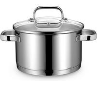 Casserole Linnuo à induction 20 cm avec couvercle en verre, petite casserole de 3,5 l, en acier inoxydable 18/10, poignée qui ne chauffe pas, fond forgé, compatible avec tous les types de cuisinières,