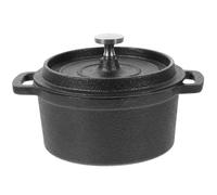 Casserole Mini en Fonte Noire avec Couvercle, Double Poignée | Intérieur Poli Miroir, Chauffage Polyvalent, pour Soupes, Sauces, Usage Domestique, Débutants