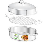 Casserole ovale en acier inoxydable avec couvercle et poignées, multifonctionnelle