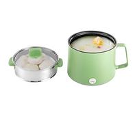 Casserole portable, antiadhésive, 17 x 17 x 25 cm, 1,7 l, avec couvercle en verre, double puissance, cuiseur vapeur, multi-usages, pour flocons d'avoine, pâtes (vert)