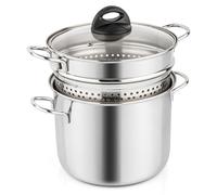 Casserole pour spaghettis avec insert, diamètre 18 cm, capacité 3,1 litres, en acier inoxydable 18/10, compatible induction
