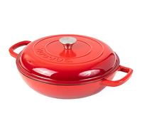 Casserole robuste et émaillée antiadhésive - Cocotte en fonte passe au four jusqu'à 260 °C - Rouge, 3,7 L, 30 cm Nuovva