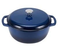 Casserole ronde Amazon Basics en fonte émaillée avec couvercle, 5,7 L, bleu marine
