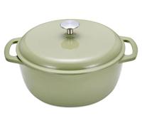 Casserole ronde Amazon Basics en fonte émaillée avec couvercle, 6,9 litres, vert olive