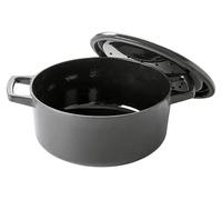 Casserole ronde, diamètre d'environ 26 cm, en fonte émaillée, de couleur noire