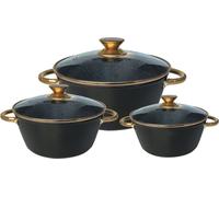 Casserole Set 6-pièces or rose couvercle en verre Cheffinger CF-RGC01