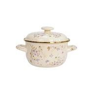 Casserole Ustensiles de cuisine en émail, marmite à soupe avec couvercle, aquarelle, Art rétro fleur, titane Phnom Penh, casseroles en émail épais de grande capacité Pour Braiser(2.2L)