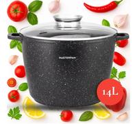 Casserole XXL, grande casserole, lot de 2 pièces, casserole extra-large de 14 litres, revêtement antiadhésif, compatible avec les plaques à induction, avec couvercles en verre, MP2133