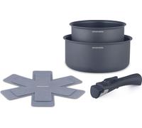 Casseroles Arthur Martin Set de 2, Anti-adhésif, Tous feux dont induction, Ø 16-20 cm, Poignée amovible, Gris mat