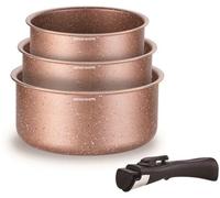 Casseroles Arthur Martin, Set de 3, Ø 16 18 et 20 cm, Poignée Amovible, Tous Feux dont Induction, Terracotta
