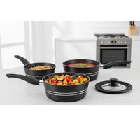 Casseroles avec couvercle en verre Royalty Line : 2 casseroles / Noir