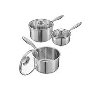 Casseroles en Inox Capacité Max 2,8L Fond Triple Epaisseur et Poignée Renforcée 3PCS