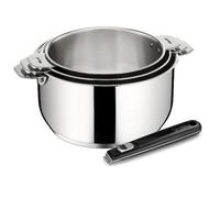 Casseroles - Lagostina - Set 3 pièces - Acier inoxydable - Poignée amovible - Compatible induction