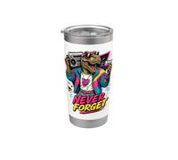 Cassette T-Rex des années 80 - Drôle - Never Forget Dinosaur Boom Box Gobelet isotherme en acier inoxydable double paroi