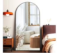 CASSILANDO 180 x 80cm Miroir sur Toute la Longueur, Cadre en alliage d'aluminium Miroir sur Pied, Miroir sur Pied Lisse arqué, Doré