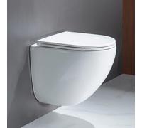 Casta Diva WC Suspendu Sans Bord de Rinçage, Toilette Murale 360° Superspin, Cuve UF, Fermé Complètement, Siège Soft-Close Silencieux, Dimensions 48,5 cm, Idéale pour Salle de Bain & WC Invité