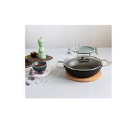 Castel´Pro Sauteuse Inox Revêtue 2 anses Couvercle verre Exceliss + CRISTEL D24 cm SC