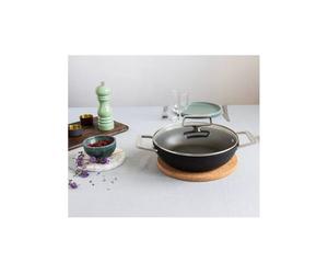 Castel´Pro Sauteuse Inox Revêtue 2 anses Couvercle verre Exceliss + CRISTEL D24 cm SC