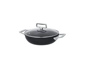 Castel´Pro Sauteuse Inox Revêtue 2 anses Couvercle verre Exceliss + CRISTEL D28 cm SC