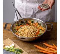 Castel´Pro Wok deux anses sans couvercle Inox CRISTEL D32 cm
