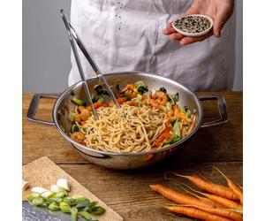 Castel´Pro Wok deux anses sans couvercle Inox CRISTEL D32 cm
