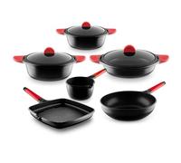 Castey - Batterie de cuisine 6 pièces à induction manche rouge