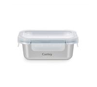 Castey - Récipient rectangulaire en acier inoxydable, fermeture hermétique avec couvercle, pour conservation des aliments, couvercle sans BPA, design anti-déversement, passe au lave-vaisselle (C-A420)