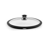 Castey TAPADERA DE Cristal DE 18 CM ARO DE SILICONA POMO INOXIDABLE