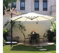 Castillo parasol écru droit rond 3,5 x 3,5 m rotatif à 360